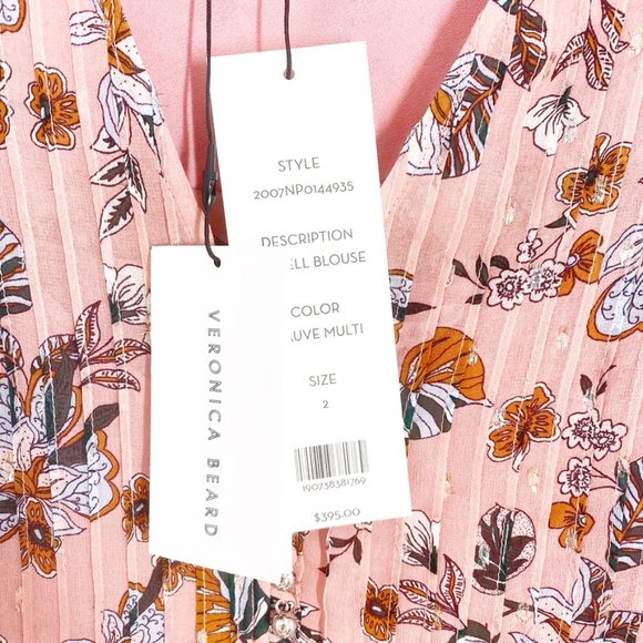 Veronica Beard Mauve pink floral Silk Lowell Blouse Top SZ 2 NWT - Picture 9 of 16